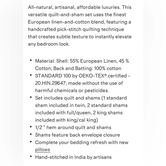 QUINCE Linen Cotton Stitch Quilt | King/Cal King | Desert Sunset - Picture 6 of 7